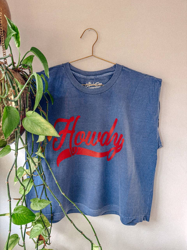 Howdy, Western Vintage Cropped Muscle Tank