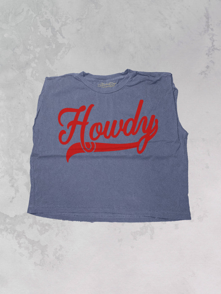 Howdy, Western Vintage Cropped Muscle Tank
