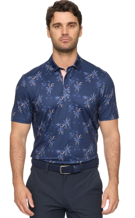 Kingman SS Floral Print Performance Polo Shirt