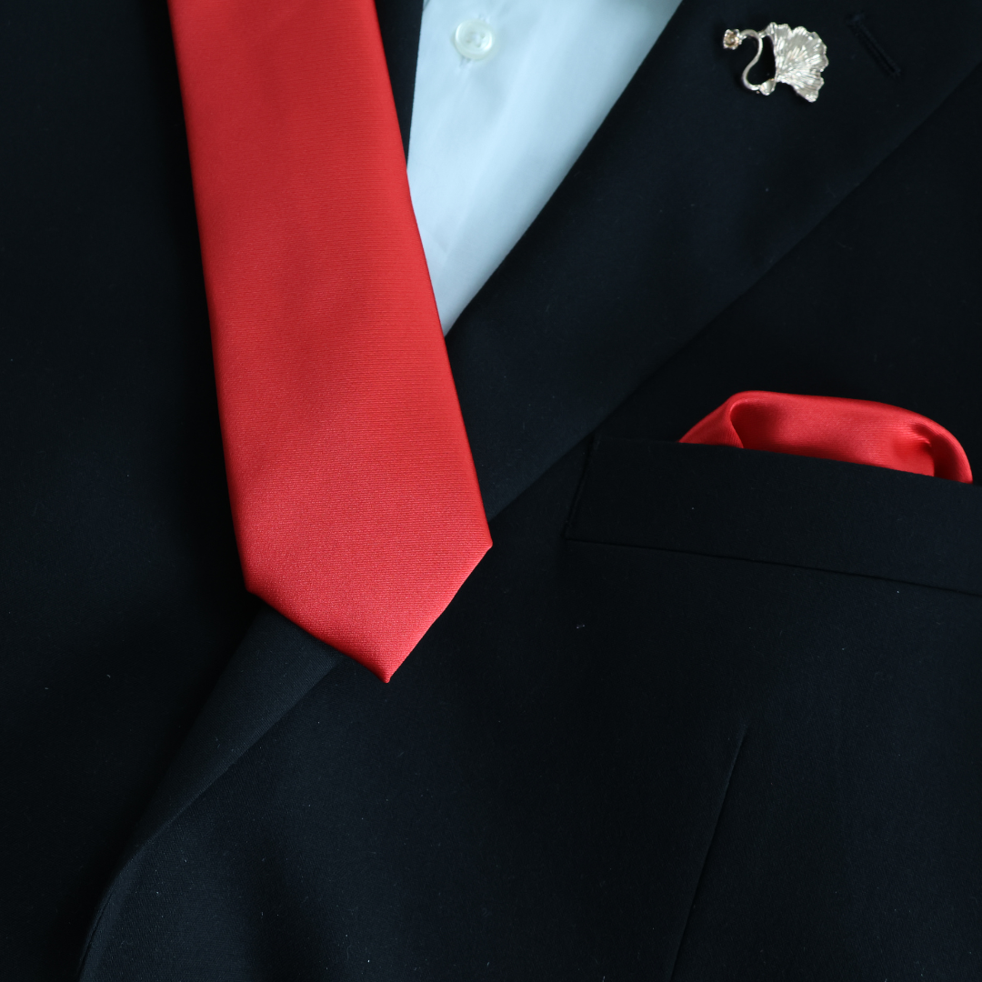 Scarlet Red Satin Skinny Tie