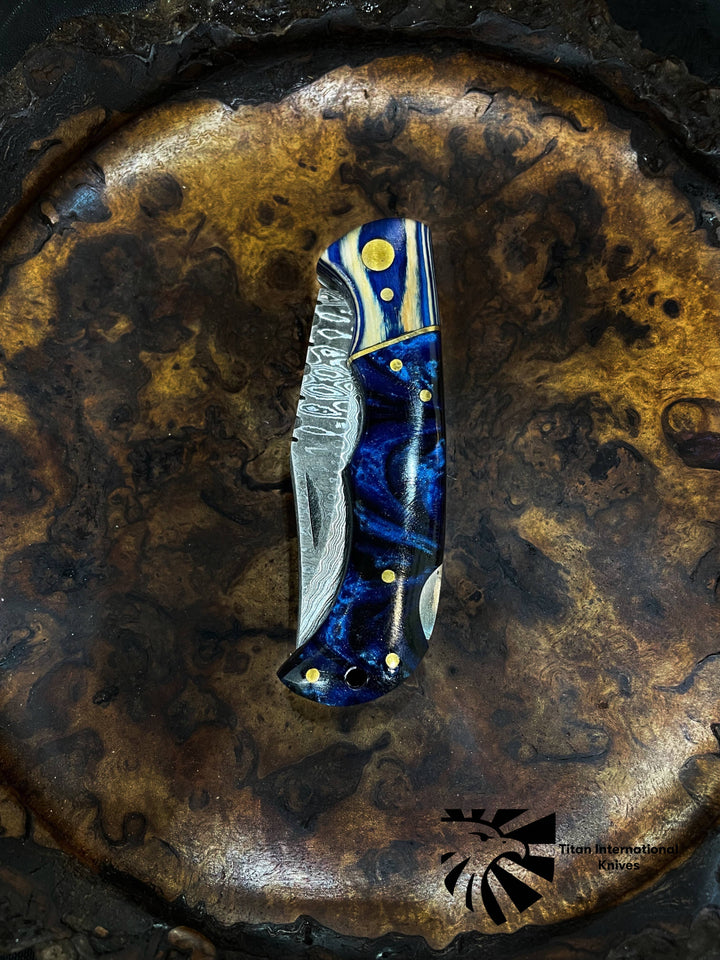 Titan Celestial Damascus Pocket Knife