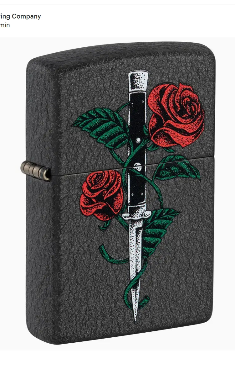 Rose Dagger Tattoo Design Zippo Lighter