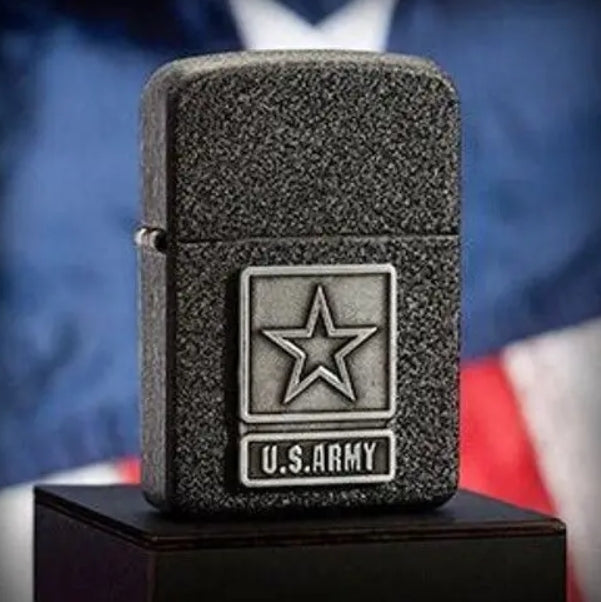 Army Pewter Emblem Black Crackle Finish Zippo Lighter