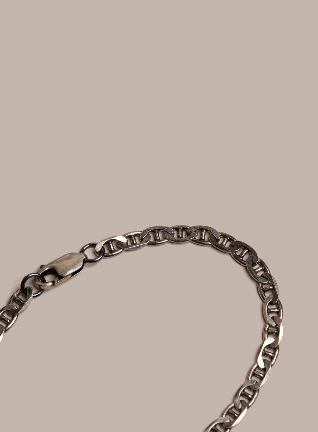925 Oxidized Sterling Double Anchor Chain Bracelet for Men