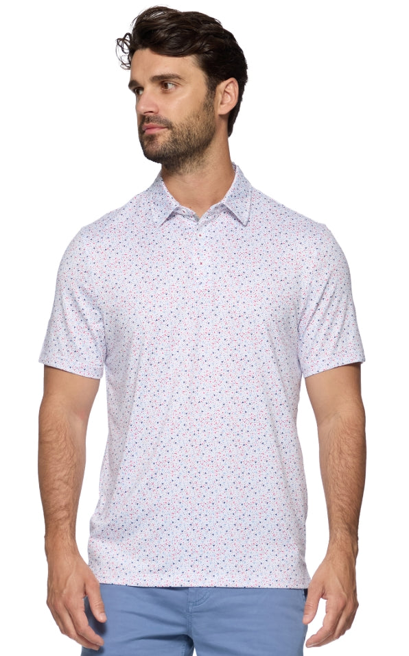 Scofield SS Americana Martini Print Performance Polo