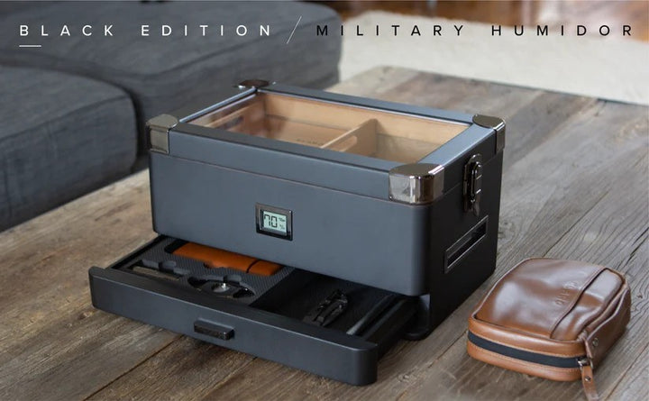 Military Glass Top Humidor
