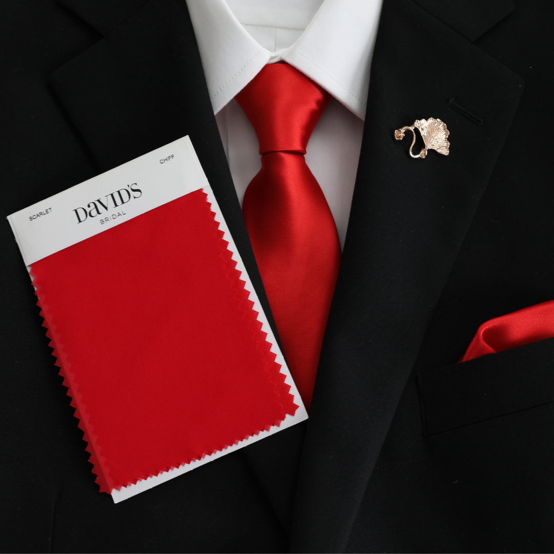 Scarlet Red Satin Skinny Tie