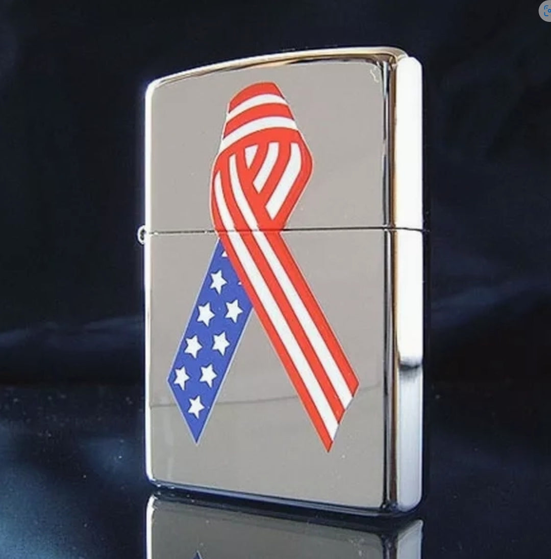 Polished Chrome Unity Ribbon Flag Zippo Lighter