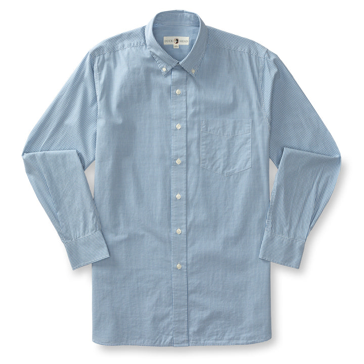 Duck Head LS Poplin Lawrence Micro Gingham Shirt - Lure Blue