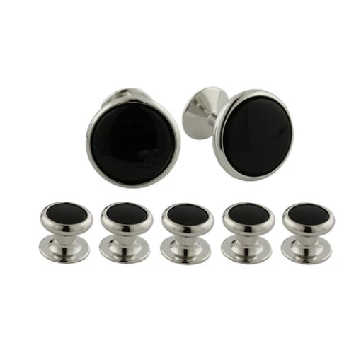 Onyx &amp; Brass Stud Set - 5PC