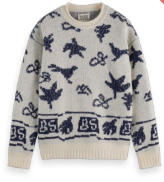 Jacquard Extra Dropped Shoulder Pullover