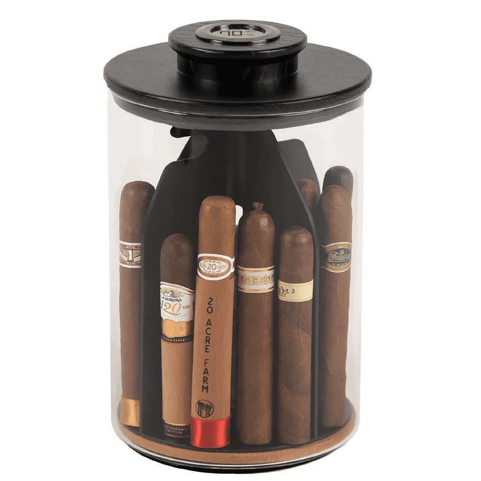 Cylinder Humidor - Glass Jar &amp; Ashwood Lid