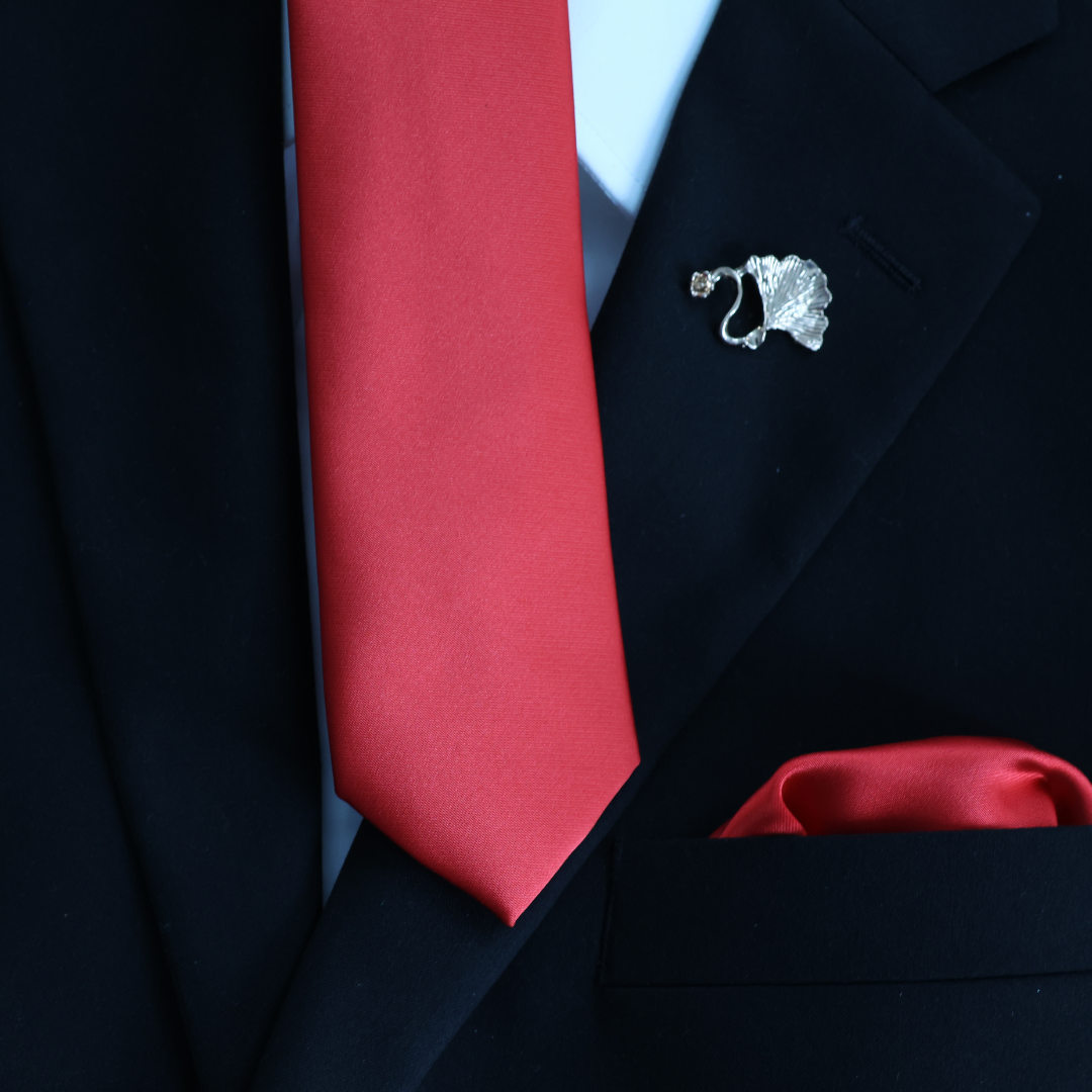 Scarlet Red Satin Skinny Tie