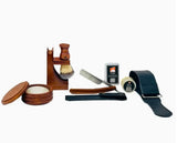 GBS Complete Men's Wood Shaving Set - Straight Razor 6/8"