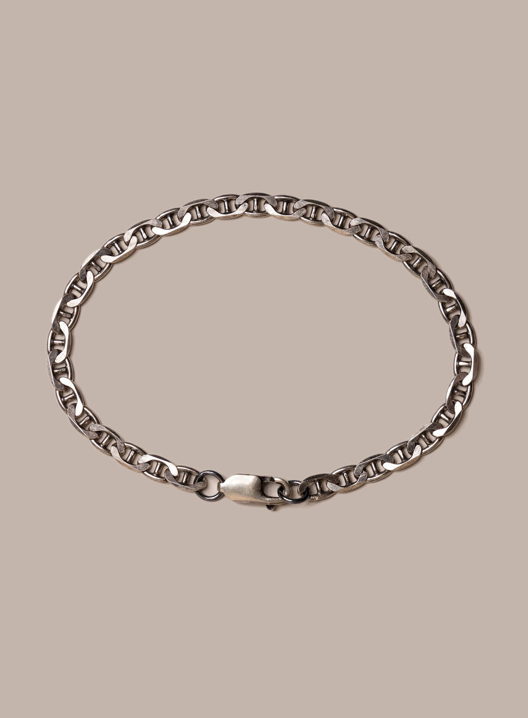 925 Oxidized Sterling Double Anchor Chain Bracelet for Men