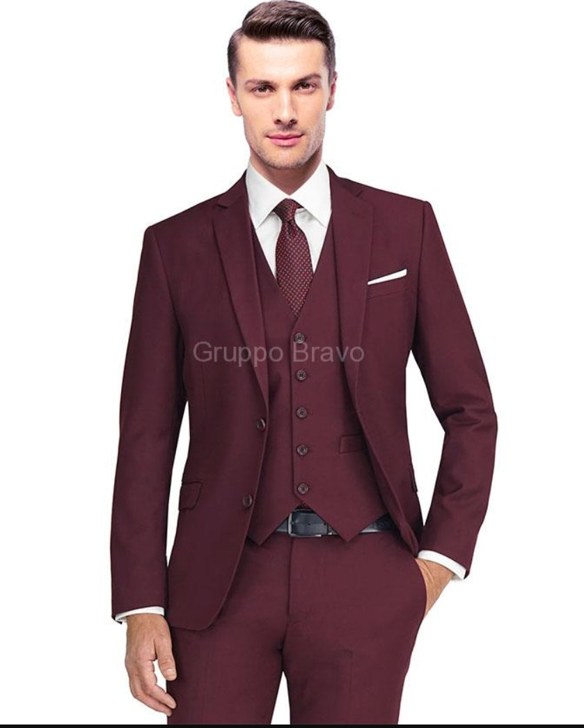Gruppo Bravo - Solid Burgandy 3-Peice Suit