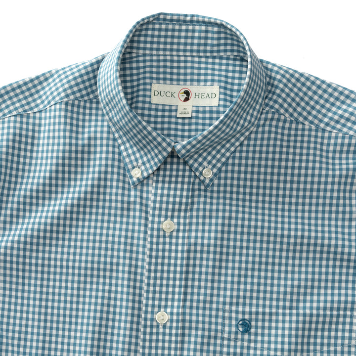 Duck Head Performance Poplin Walton Gingham Shirt - Aegean Blue