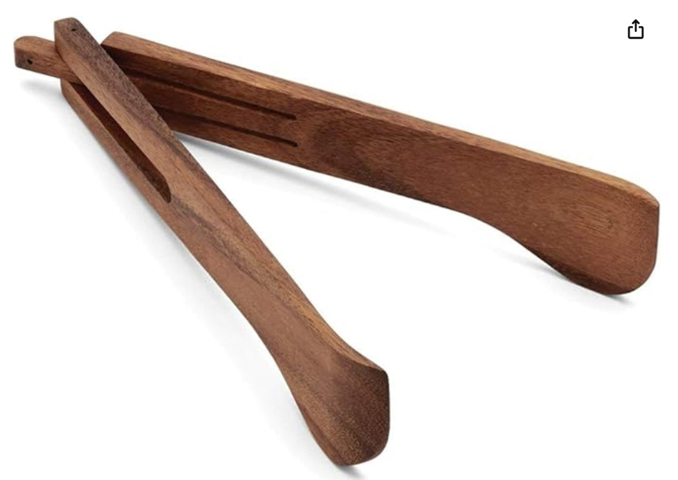 Ironwood Spring Salad Tongs, Acacia, 2.25" x 2.25" x 12"