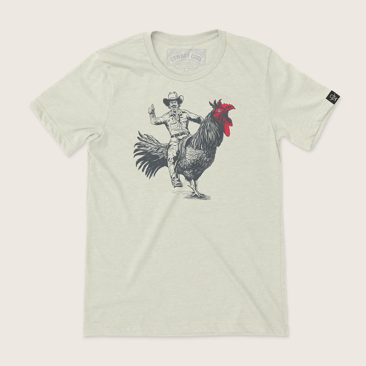 Rooster Roundup Western Graphic Tee - Heather Dust