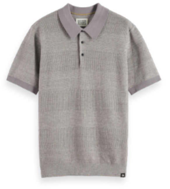 knitted Tone On Tone Striped Polo Shirt