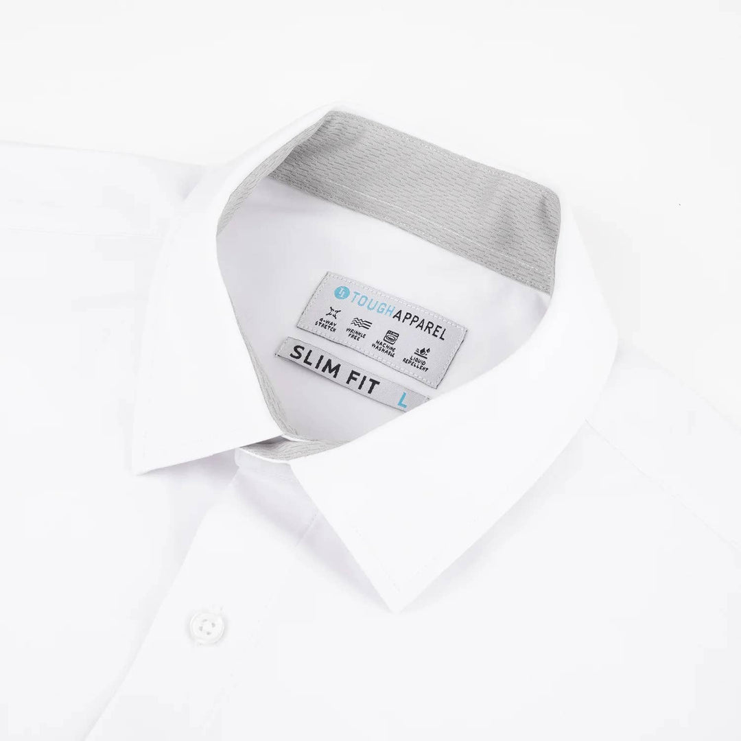 White Hustle Dress Shirt - Short Sleeve